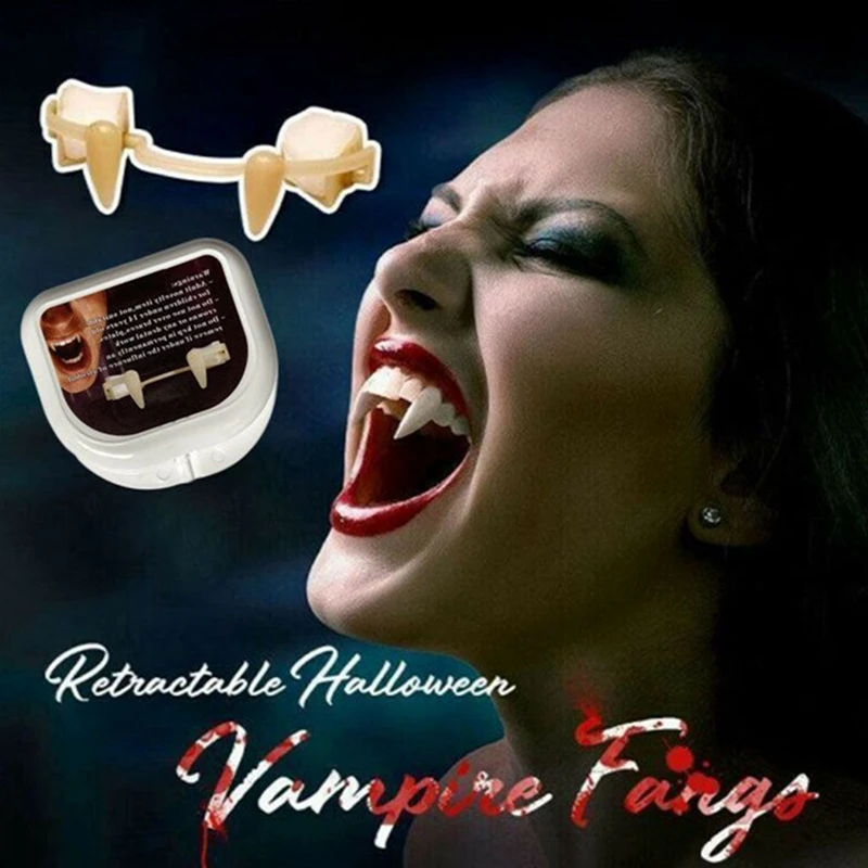 

New Halloween Cosplay Retractable Vampire Teeth Dentures Zombie Teeth Small Tiger Teeth Vampire Fangs Horror Bloody Party Props