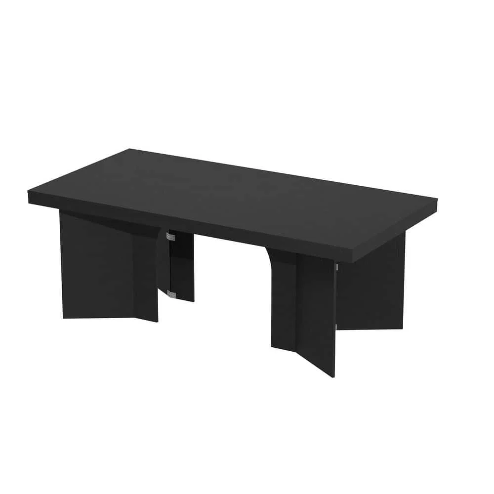 78.8 بوصة، مكتب كمبيوتر كبير مستطيل من الخشب الأسود بدون درج، مكتب كتابة مع أرجل سميكة على شكل فراشة لسطح المكتب
