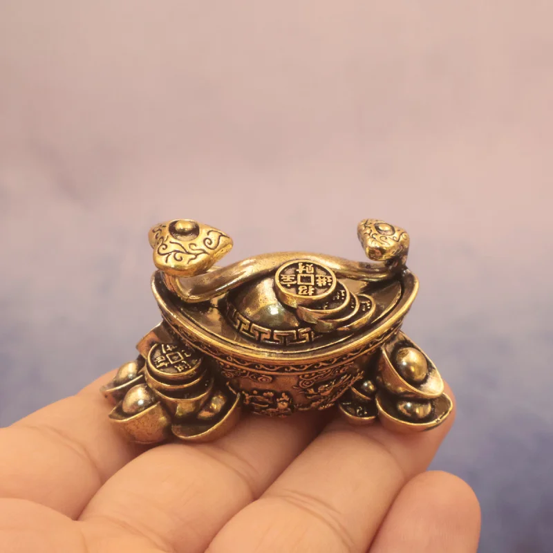 New Retro Brass Auspicious Ruyi Wealth-Attracting Yuanbao Office Desk Decoration Ornament