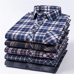 2025 New Men's Plaid Shirts Long Sleeve Checked Shirt Formal Fashion Thin Soft Classic Basic Casual Male Clothing 3XL 4XL