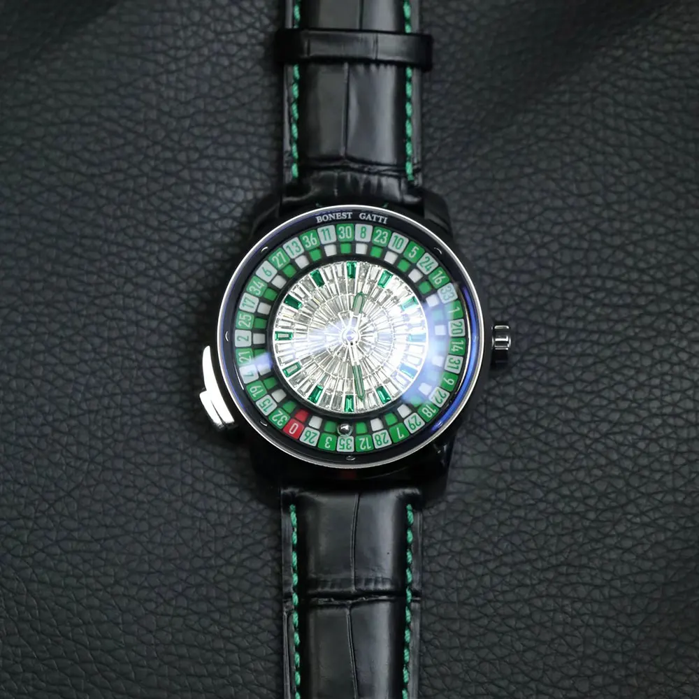 BONEST GATTI Nuovo quadrante rotante Orologio meccanico da gioco da uomo Movimento automatico Vetro zaffiro Orologio alla moda di lusso impermeabile