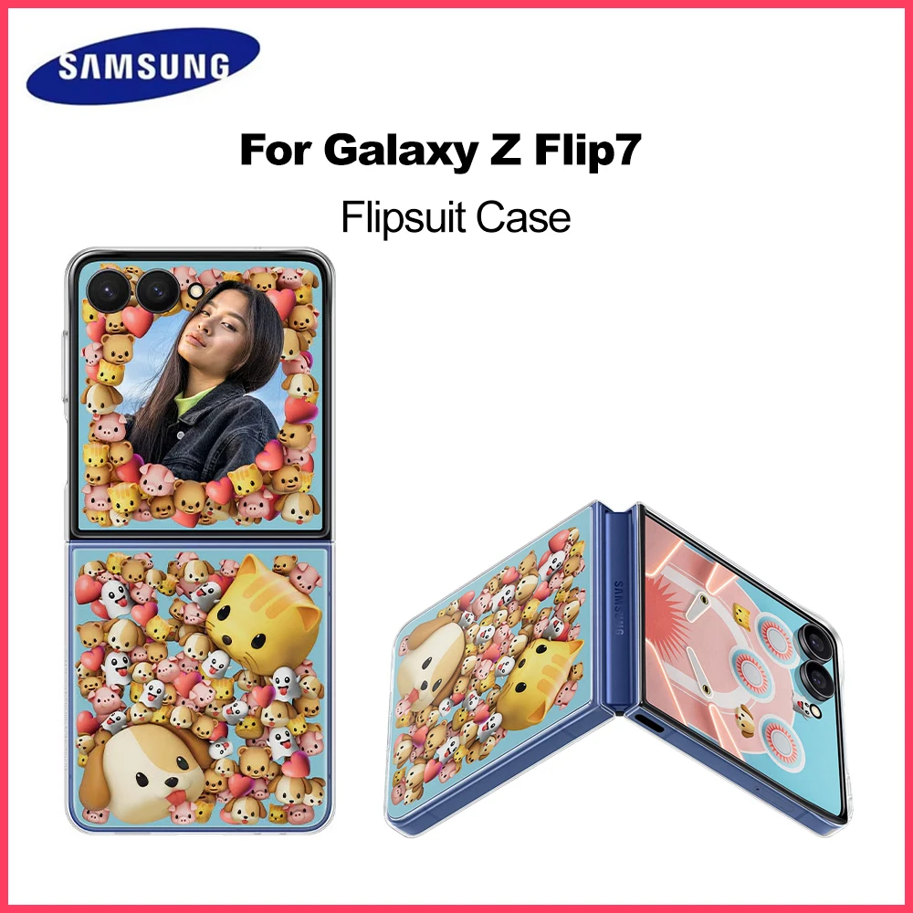 Original Samsung Galaxy Z Flip7 Z Flip 7 Flipsuit Case LED Cover Insert Cards Protective Case Transparent EF-ZF766