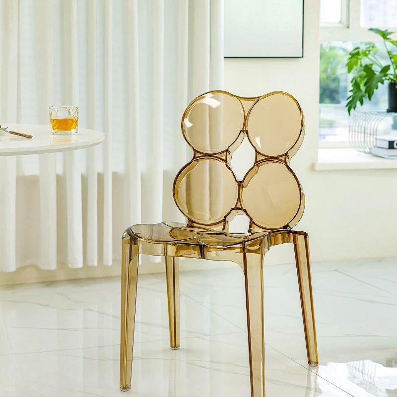 Minimalist Household Stackable Dining Chair Plastic Transparent Back Chair