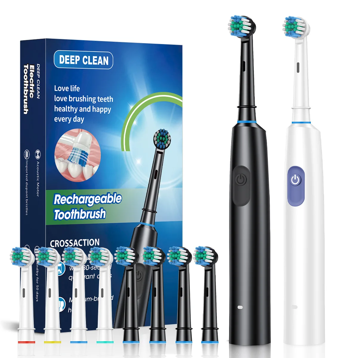 Rotating round head electric toothbrush for adult household use