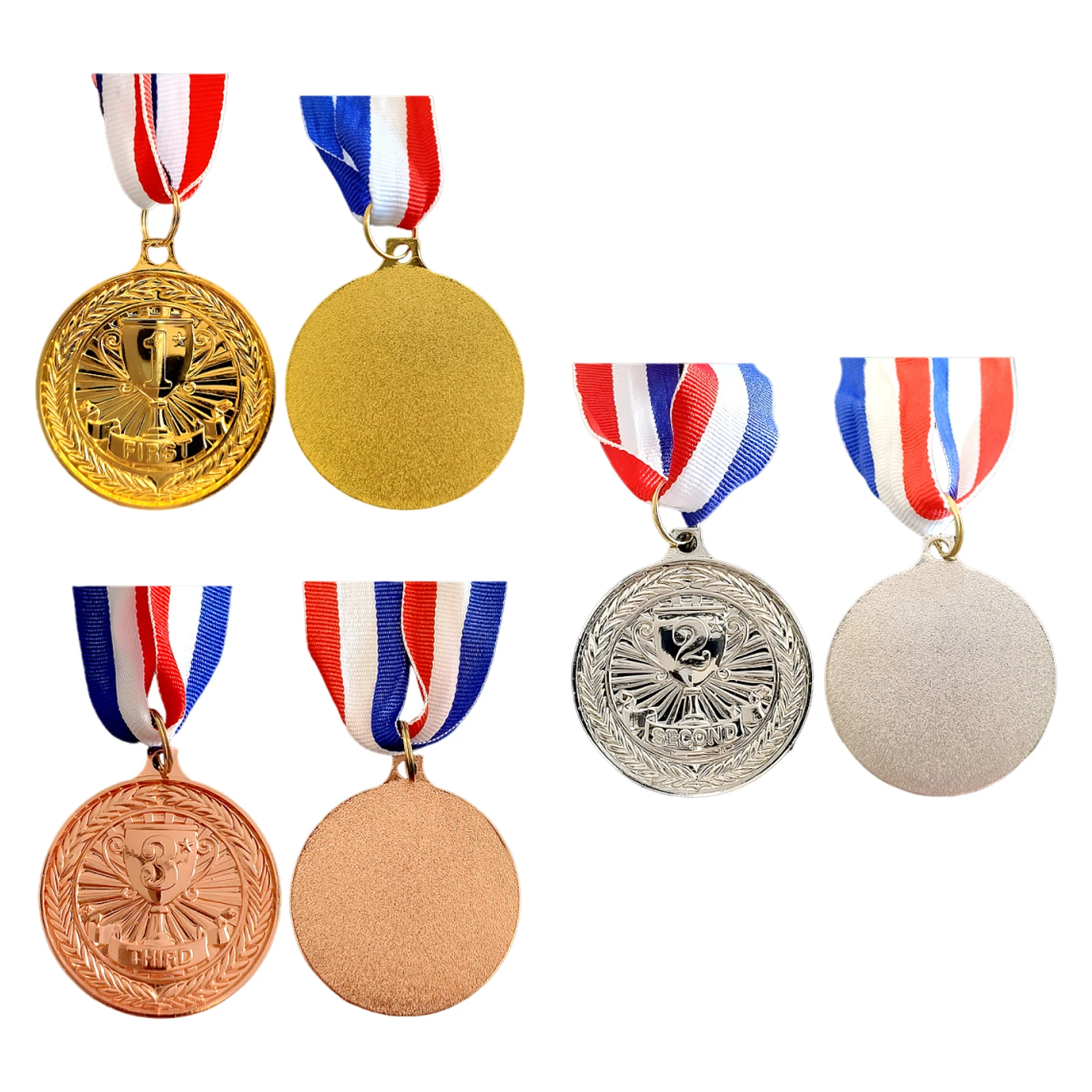 

10Pcs 123 Ranking Medal with Neck Ribbon Awards Winner Medal Double Side Sports Trophy Award for Daily Life Learning Projects