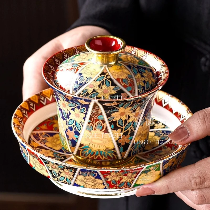 

Цзиндэчжэнь, китайская шикарная эмалированная цветная чаша, керамическая бытовая высококачественная чайная чашка кунг-фу, подарочная коробка, упаковка