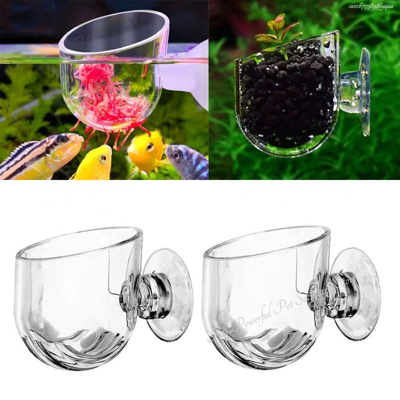 1pc Aquarium Decorations Plant Cup Pot Acrylic Aquatic Plant Cup with Suction Holder Planting Cylinder Cup Aquarium Accessories