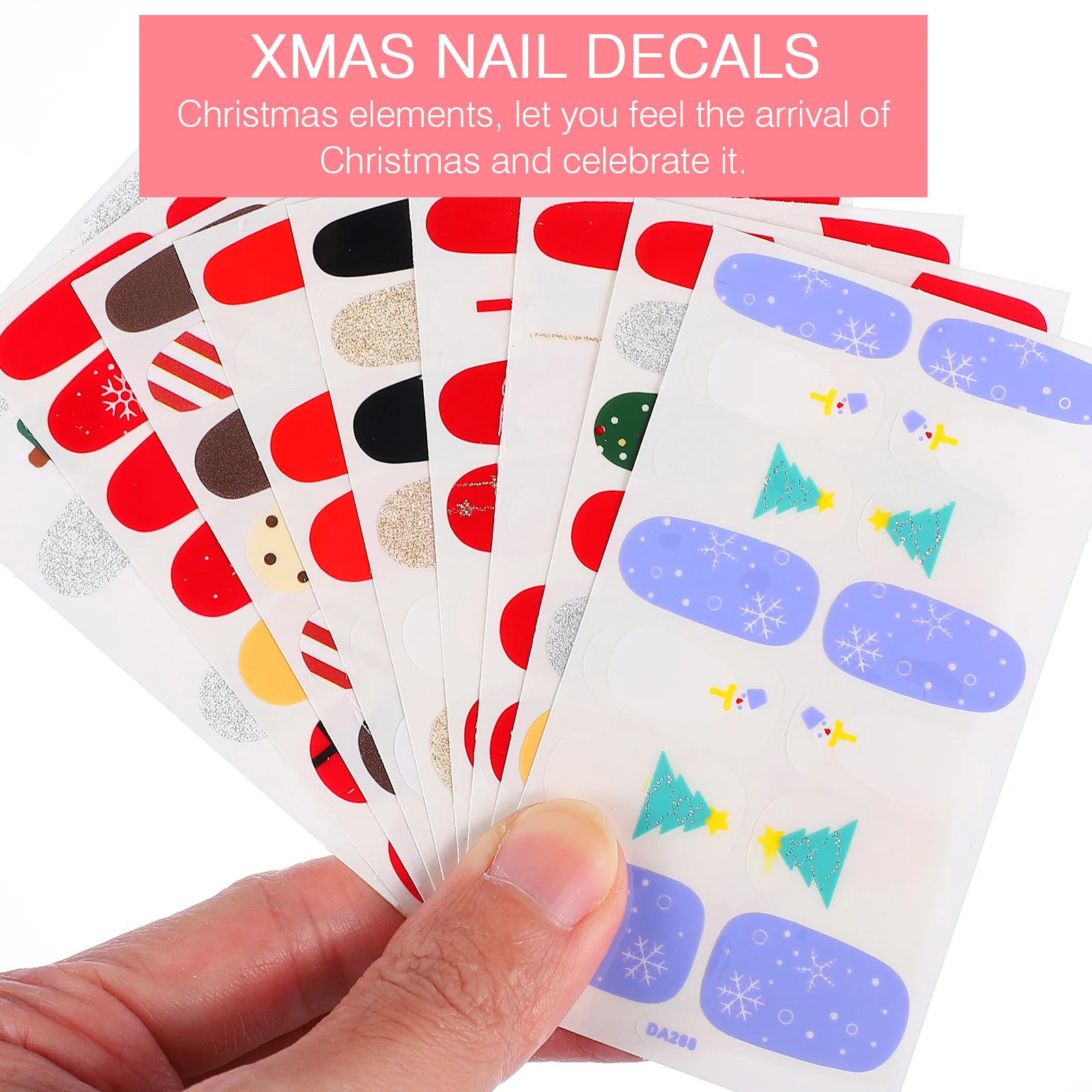

9 Sheets Full Post for Manicure Nail Stickers Christmas Fingernail Decors Decal Art Patches Polish
