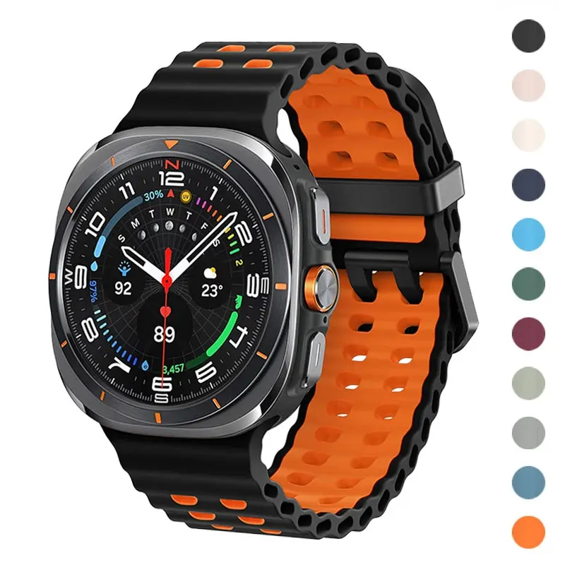 

Silicone Marine Band For Samsung Galaxy Watch Ultra 47mm Accessories No Gap Sport Wristband Smartwatch Strap Galaxy Watch 7Ultra