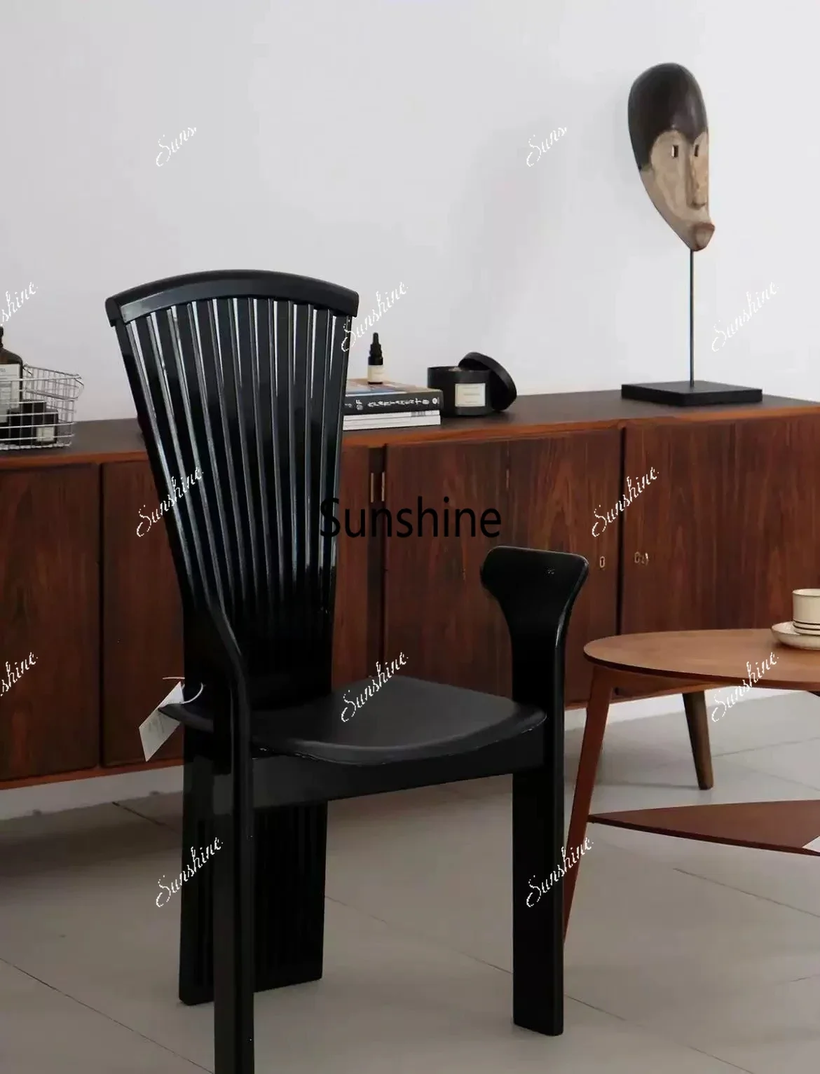 Nordic solid wood dining chair household wabi style retro simple back chair