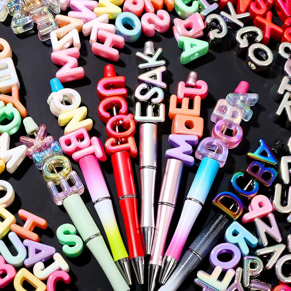 20/50 Stück Bunte Acryl-Alphabetperlen mit Großem Loch, Lose Buchstabenperlen für DIY Schmuckherstellung, Armbänder, Halsketten, Schlüsselanhänger, Bastelarbeiten – Detail 10