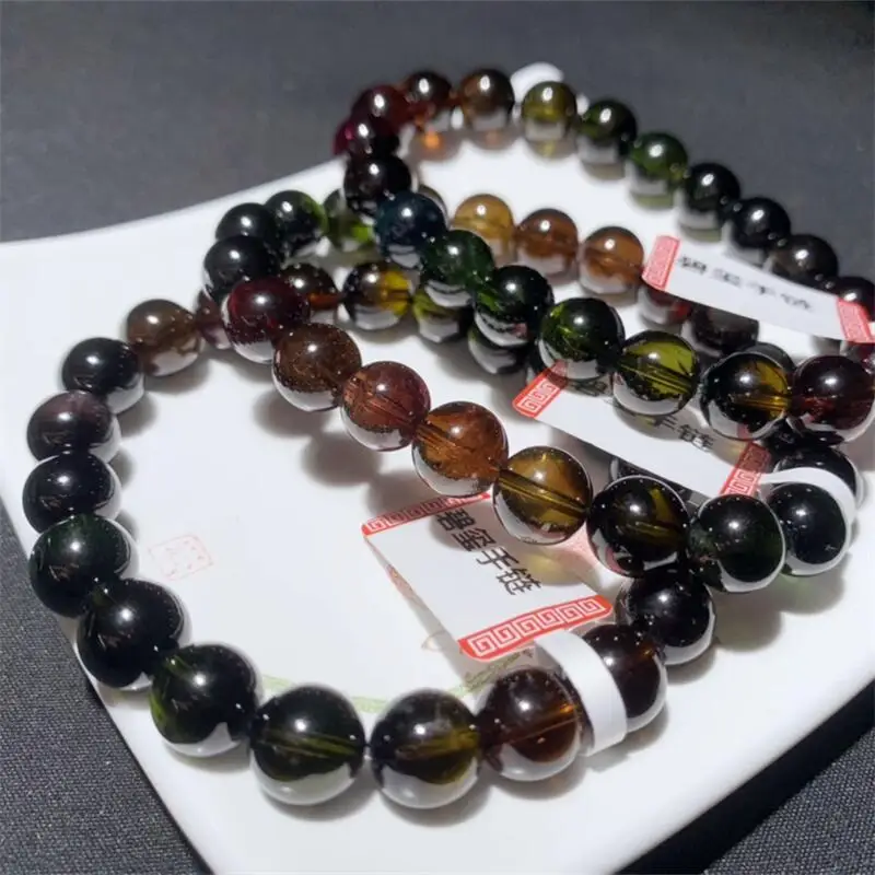 9MM Natural Black Quartz Bracelet Charms Handmade Fortune Energy Bangle Mineral Woman Amulet Jewelry Gift 1PCS