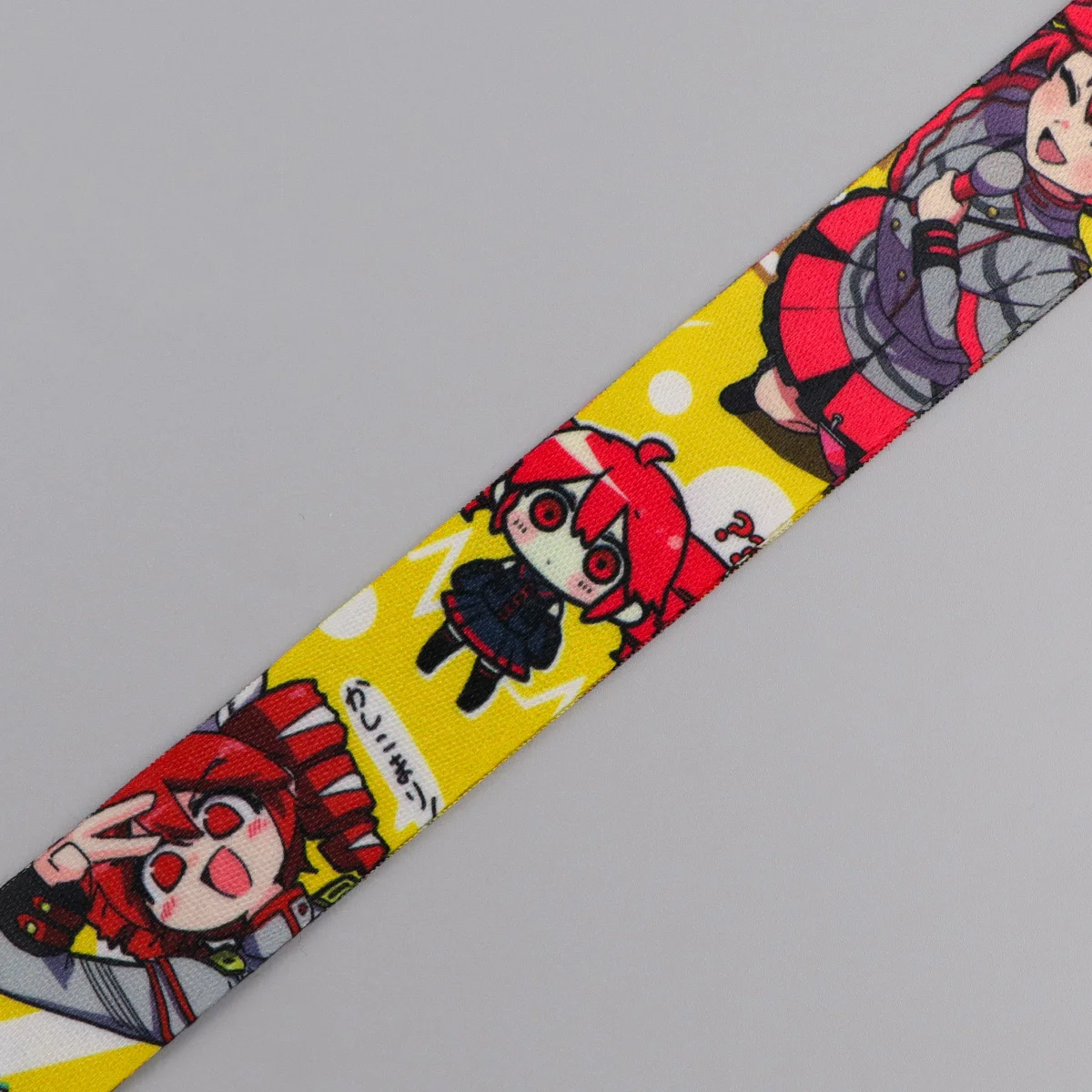 Kawaii Red Hair Anime Girl Lanyards Keychain Badge Holder ID Credit Card Pass Hang Rope Lariat Lanyard for Keys Accessories Gift