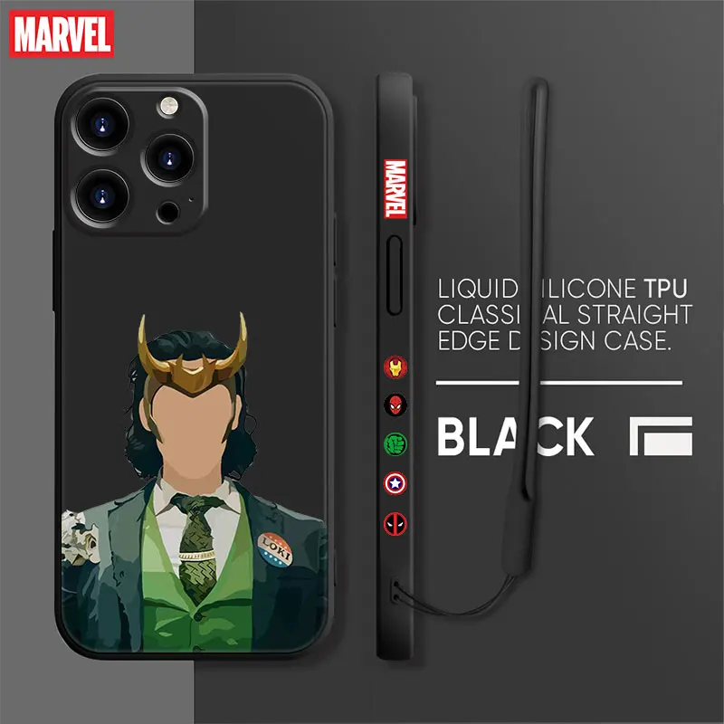 Luxury Liquid Silicone Phone Case For iPhone 15 14 13 12 11 Pro Max Mini X XR XS Max 7 8 Marvel Loki Wanda No Face Art Cover