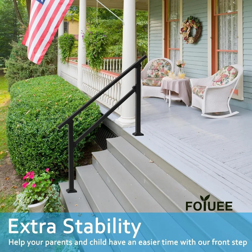 درابزين معدني متين للخطوات الخرسانية - درابزين سلالم شديدة التحمل لخطوات الشرفة، تصميم 4 خطوات #2