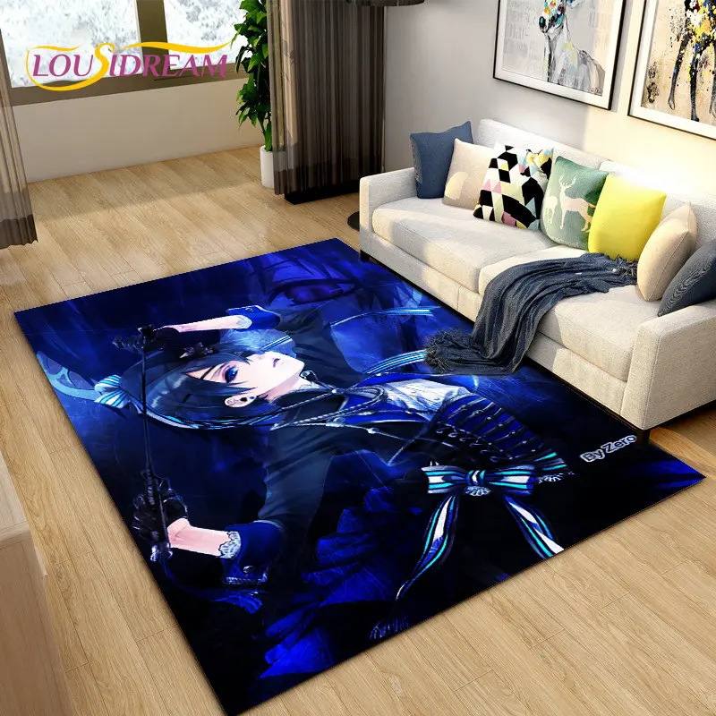 บัตเลอร์สีดำอะนิเมะการ์ตูนพรมพรมพรมสำหรับห้องรับแขกห้องนอนโซฟาพรมเช็ดเท้าตกแต่ง,เด็กเล่น Non-Slip