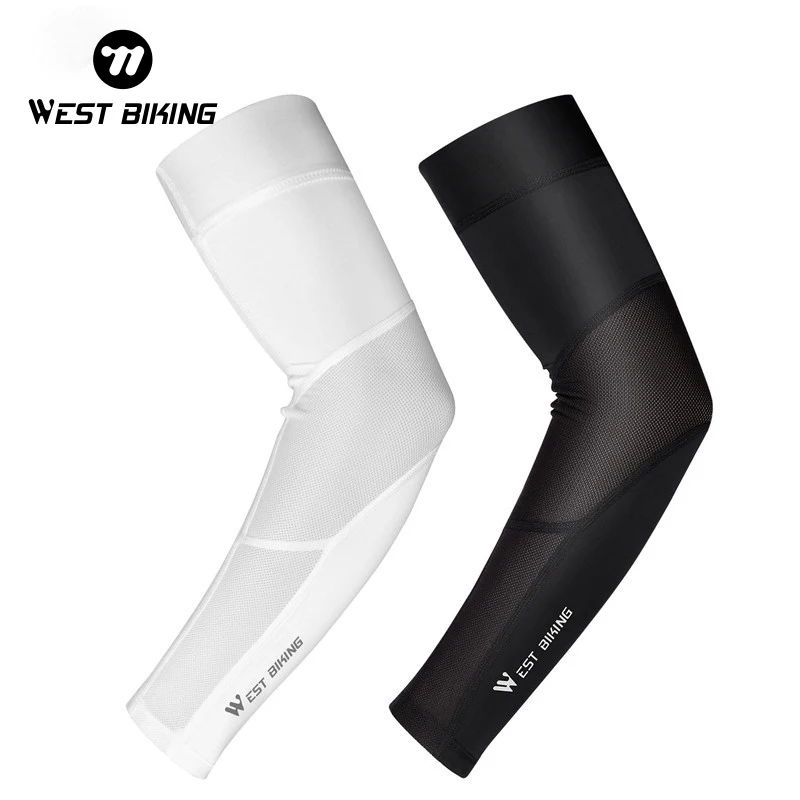 WEST BIKING Cycling Arm Sleeves Sun UV Protection Fishing Running Basketball Arm Cover Outdoor Sport Fitness Compression Sleeve