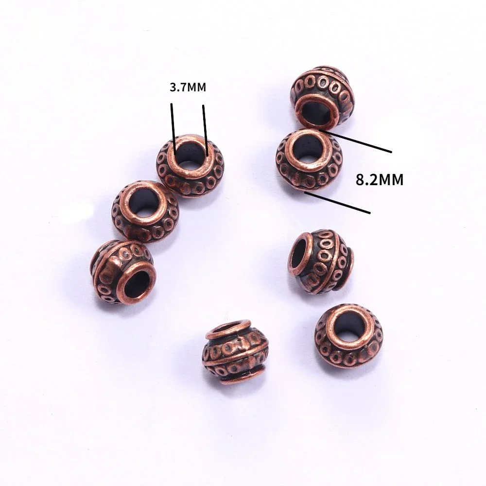 50pcs Tibetan Tube Metal Big Hole Loose Spacer Beads For Jewelry Making DIY Bracelet Necklace Accessoies Wholesale Supplies