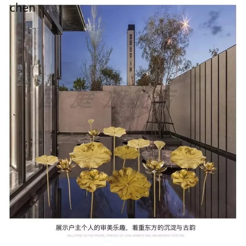 DSAstainless steel lotus floor ornament indoor courtyard pool water feature decorative landscape