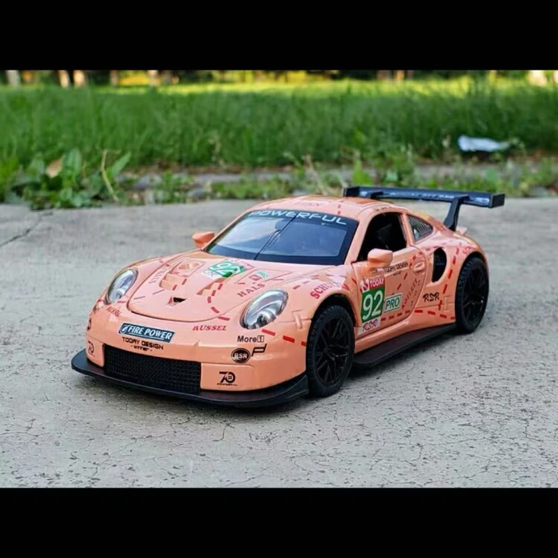 1:32 911 RSR 합금 다이캐스트 장난감 차량 금속 자동차 모델 사운드 라이트 풀백 어린이 장난감 컬렉션 A40