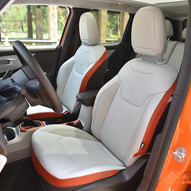 Custom Fit Car Accessories Seat Covers 5 Seats Leather for 2015 2016 2017 2018 2019 2020 2021 2022 2023 Jeep Renegade