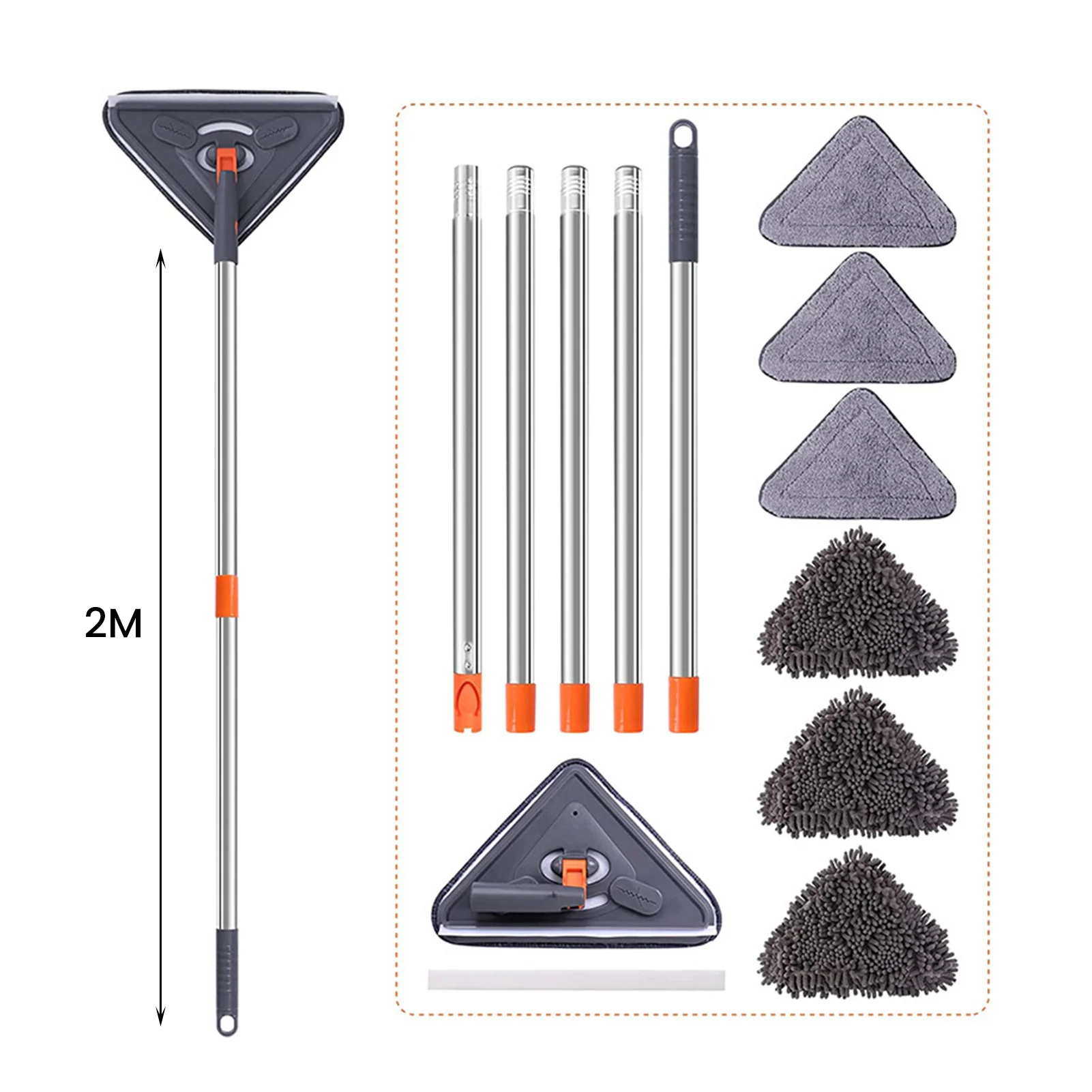 Imagem -05 - Triangle Window Mop Telescopic Rod Escova de Limpeza para Janelas Pisos de Madeira Azulejos Mármore e Carros Ferramenta Doméstica e Multifuncional