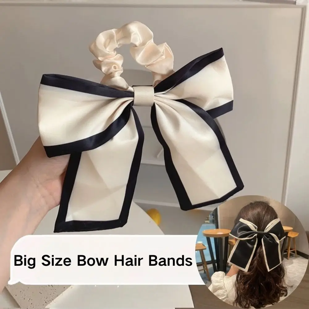 Fashion Bow Hair Ribbon Scrunchie For Women Long Elastic Hair Tie Satin Elastic Bands Hair Band With Bow French Ponytail Holder