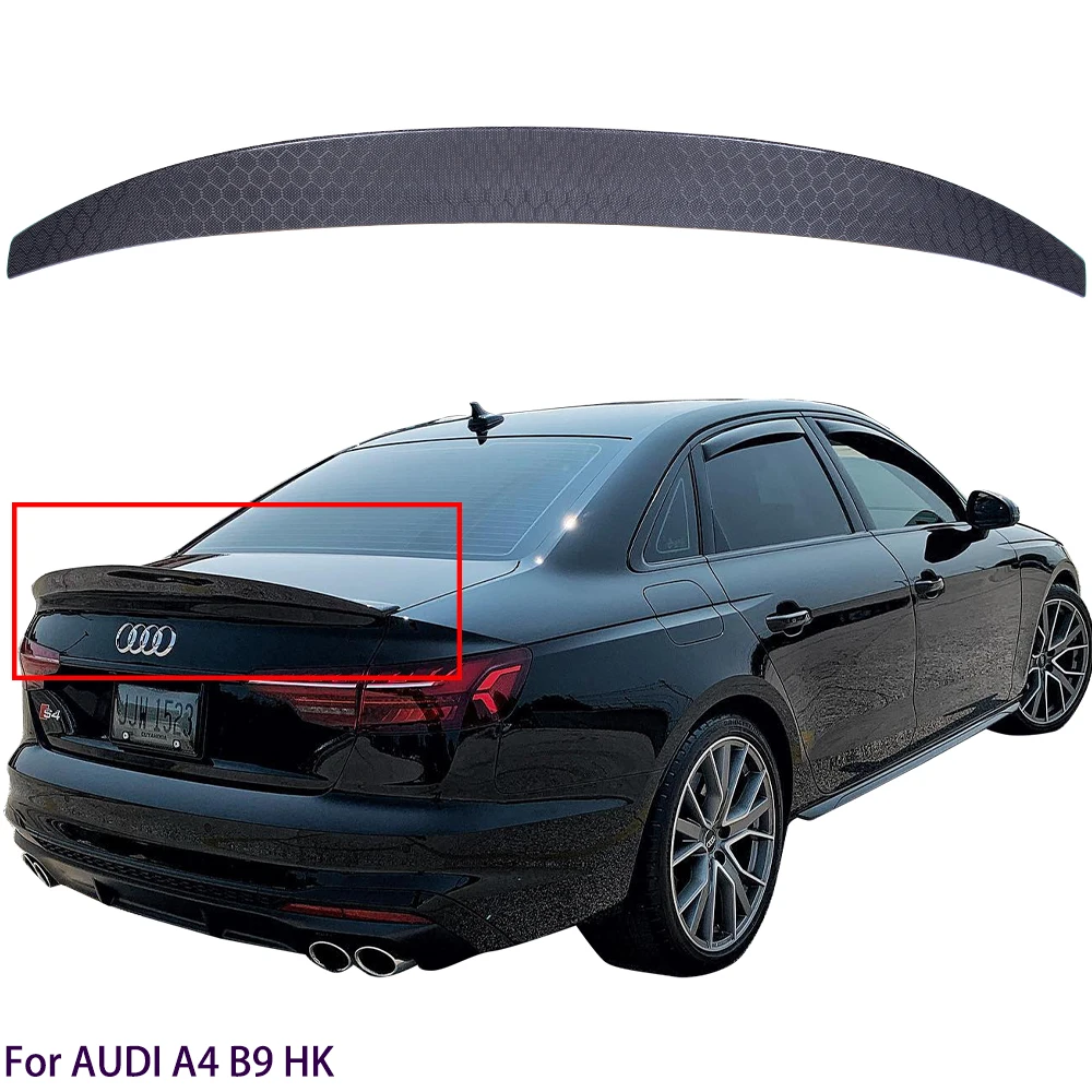 

For AUDI A4 S4 B9 B9.5 Sedan HK Style Honeycomb Carbon Fiber Rear Spoiler Trunk Wing 2016-2023