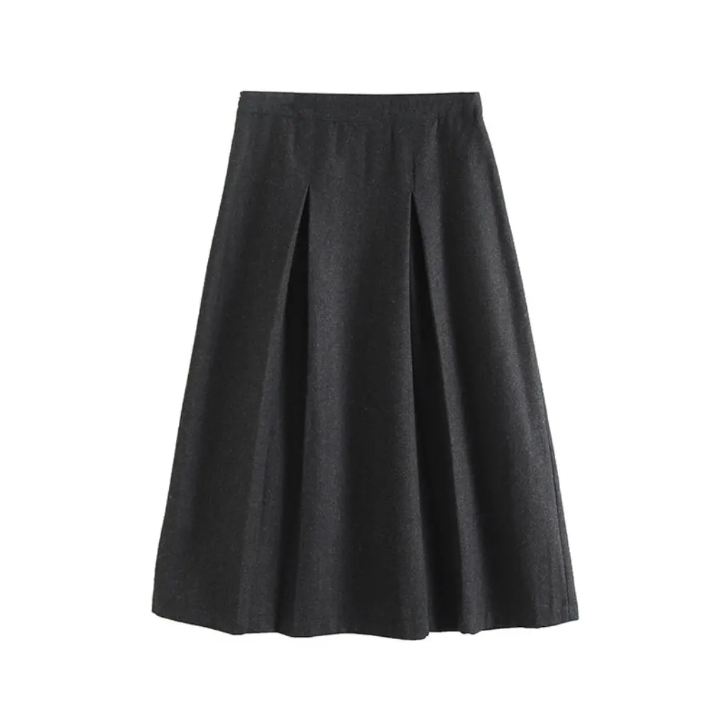

ZFC-9774 Dark Gray Skirt for Women European American Style Winter Commuter Wind Pleat Wholesale