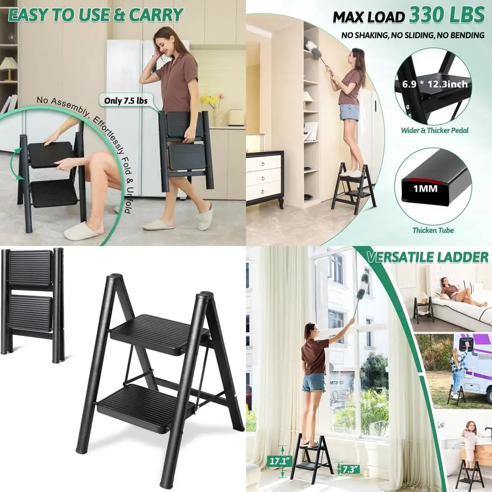 

Двухступенчатая складная стремянка, сверхпрочная, выдерживает нагрузку до 150 кг, для небольшой кухни/шкафа, для взрослых/детей, легкая