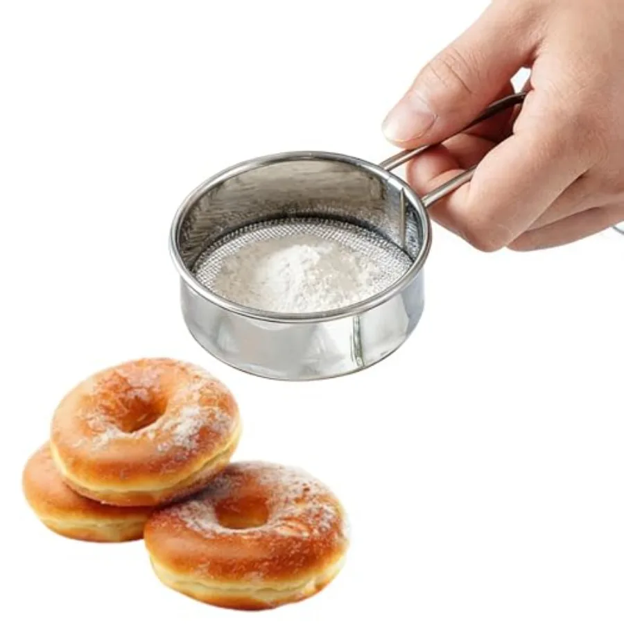 Sifter for Baking Powdered Sugar, Duster Flour Sifter for Baking, Sieve Fine Mesh Stainless Steel for Powdered Sugar, Cocoa Pow