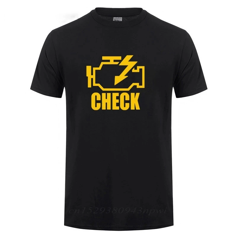 Mechanic Car repair check engine light T-shirt Fun birthday gift for man Dad Dad husband short sleeve cotton clothing