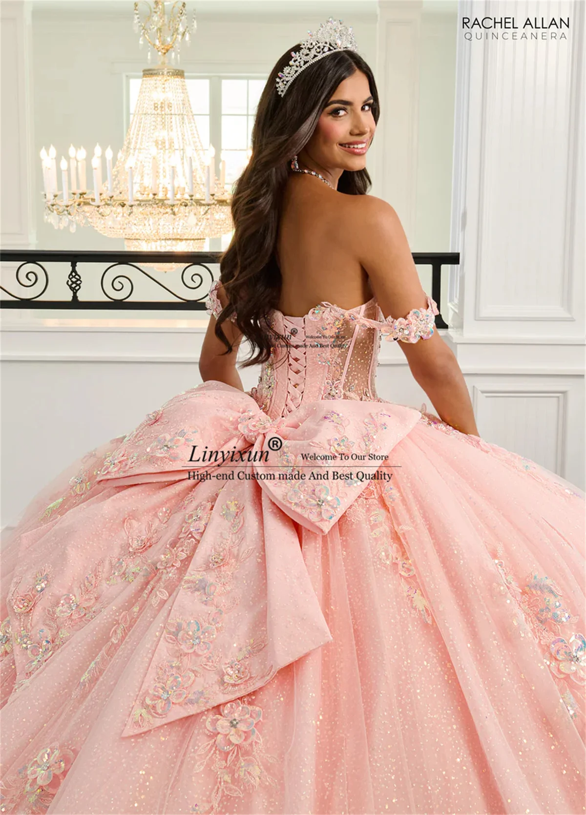 فساتين Quinceanera المكسيكية مع زينة مطرزة حسب الطلب 16 فساتين بدون أكتاف الأميرة فيستدوس دي 15 أنيوس #4