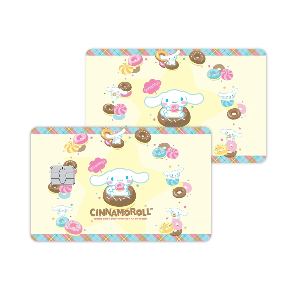 Cinnamoroll Sanrios Anime Kawaii 2pcs Laser Sticker Film Skin Cover for Credit Debit Bank Bus Rice Card Cartoon Mate Cover Decor