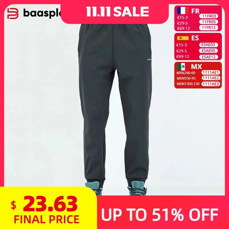 

Baasploa мужские спортивные штаны для бега осенние модные однотонные плюшевые теплые брюки с карманами мужские повседневные свободные длинные брюки на шнурке