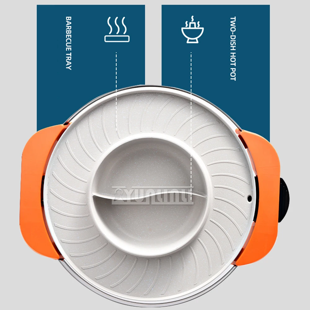 Asadores Electricos-Marmite électrique portable, gril rôti frit, tout-en-un, ménage, antiadhésif, outils