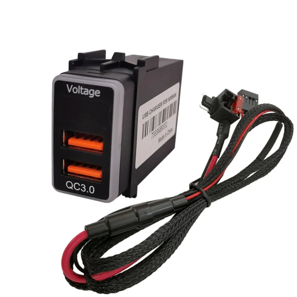 For Nissan Patrol Y62 Refitted Car Charging Audio QC3.0 Car Charging USB Dual Charging Voltage Display Charger