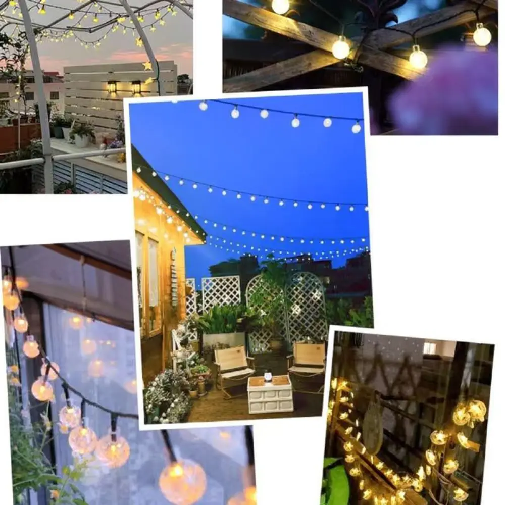 Outdoor Solar Waterproof Bubble Ball String Lights Decorative Lamps For Garden Terrace Landscape Holiday Christmas Wedding Party