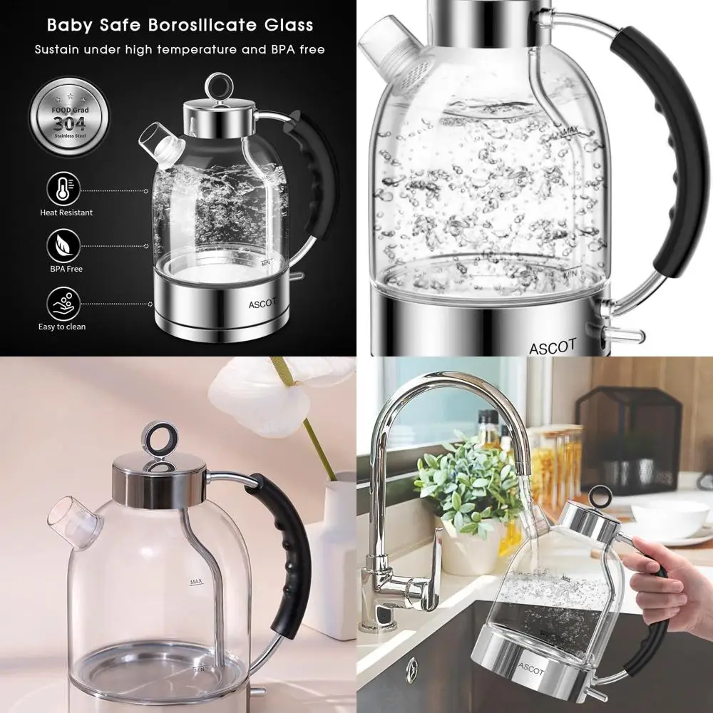 

1.5L Glass Electric Kettle, 1500W with Auto Shut-Off and Boil-Dry Protection - Perfect Tea Heater Gift for Men, Women, and Famil