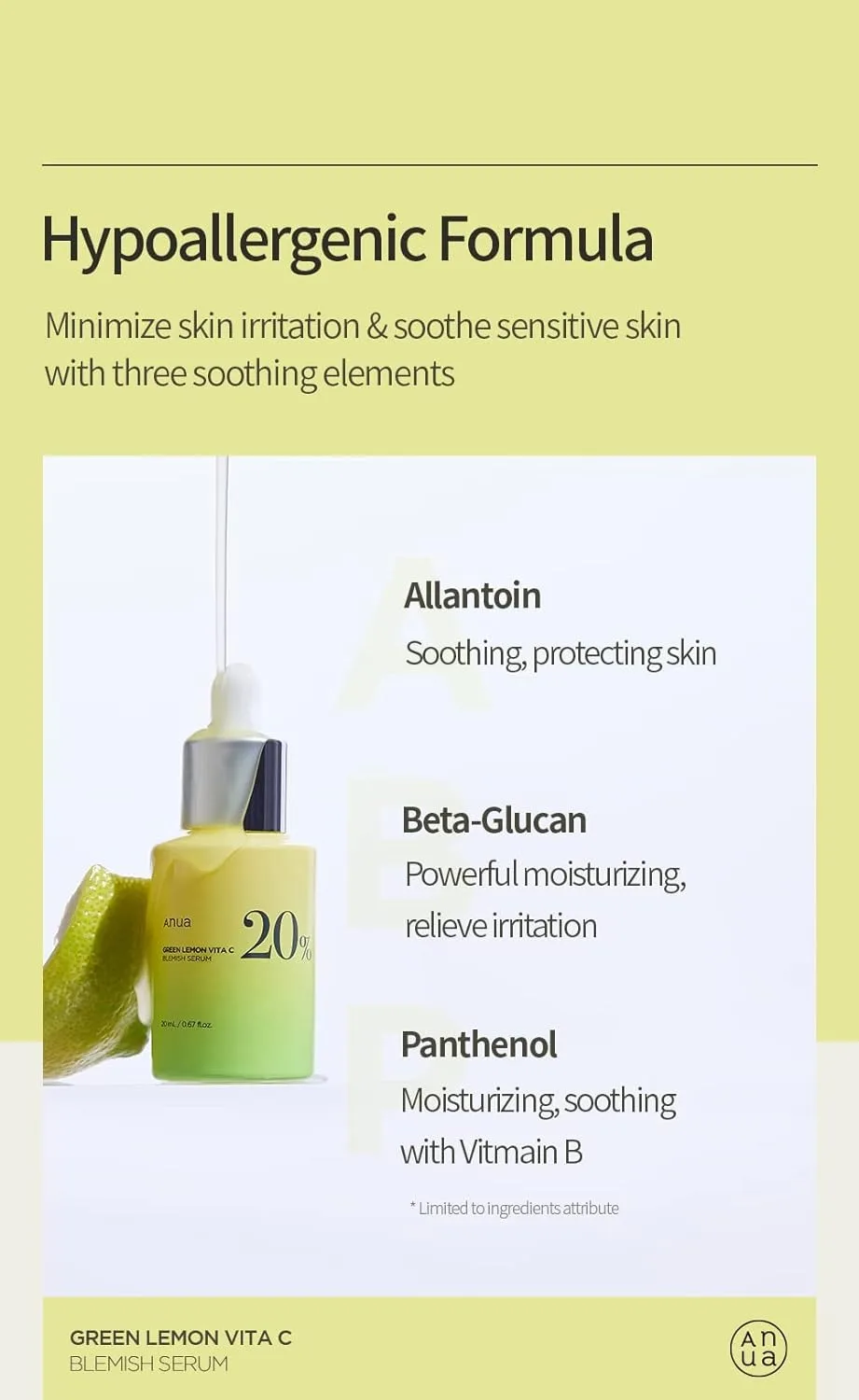 Anua-Green Lemon Vitamina C Blemish Serum, Cuidados com a pele Coreia, 20ml