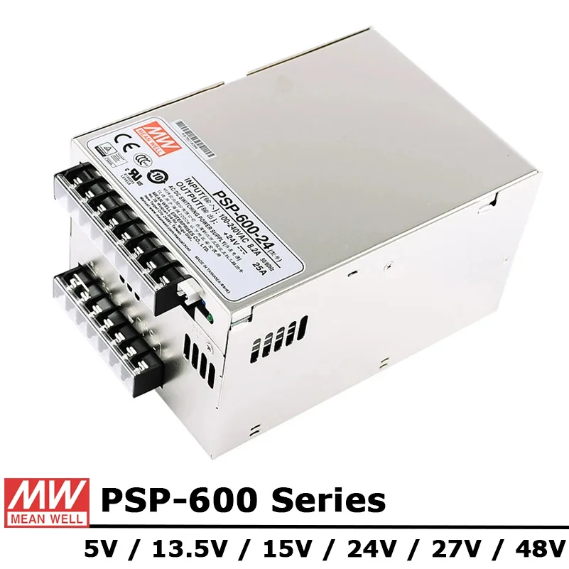 Mean Well PSP-600 Series 5V 13.5V 15V 24V 27V 48V DC 600W Single Output Switching with PFC and Parallel Function Power Supply