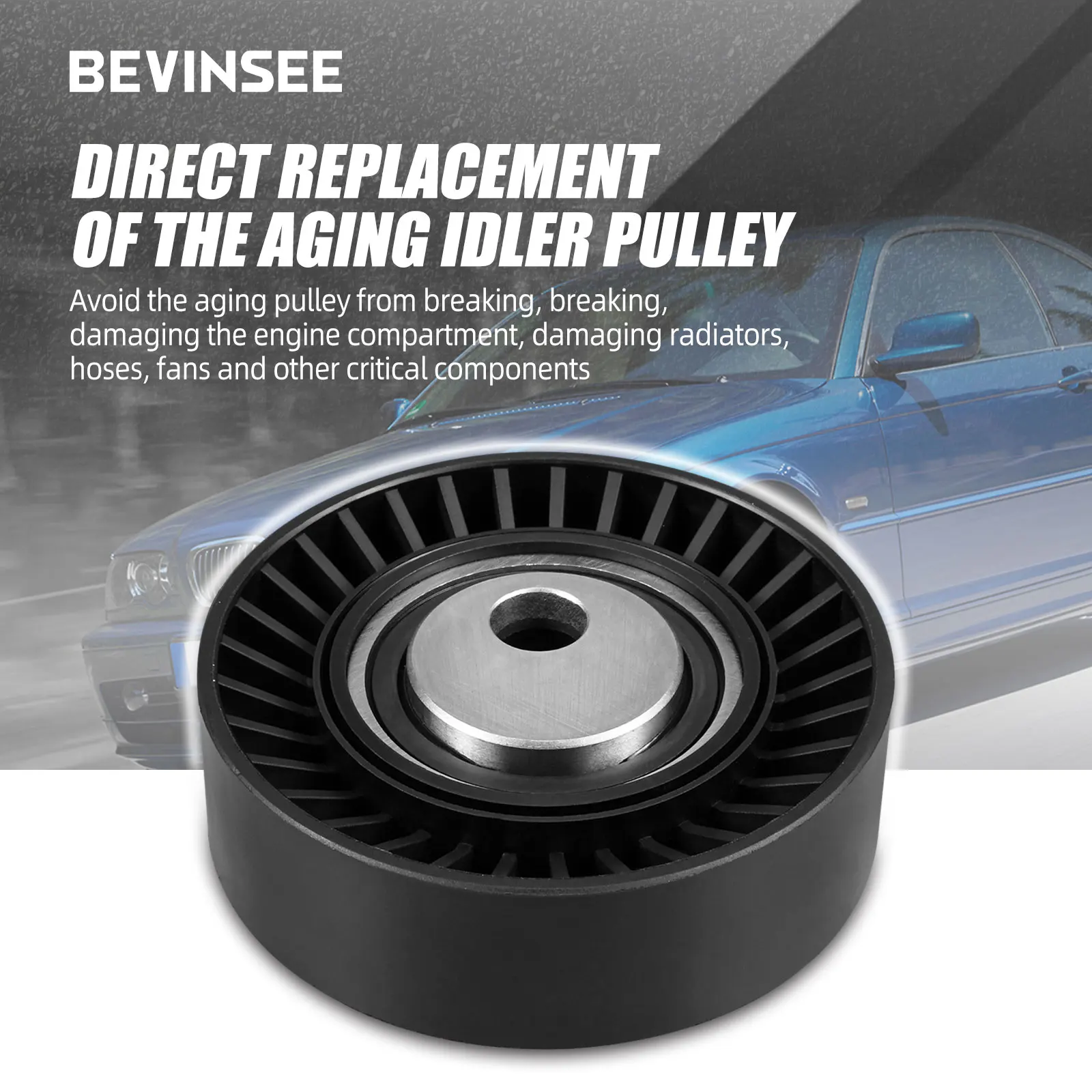 BEVINSEE Drive Belt Tensioner Idler Pulley for BMW E46 E36 E39 X5 Z3 Z4 325i 328i 528i 530i 11287841228