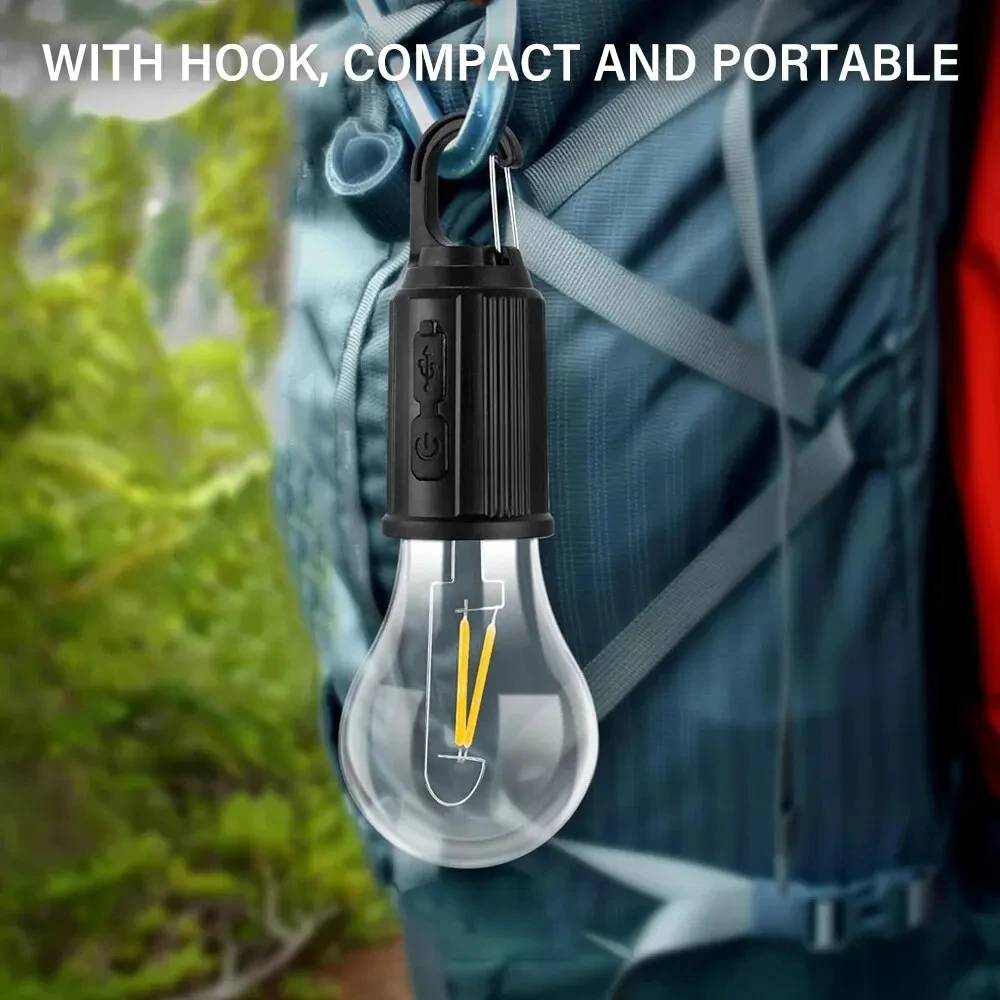 

LED Camping Light Type-C USB Rechargeable Waterproof 400mAh 100lm Tent Light with Hook 3 Modes Portable Lantern Night Lights