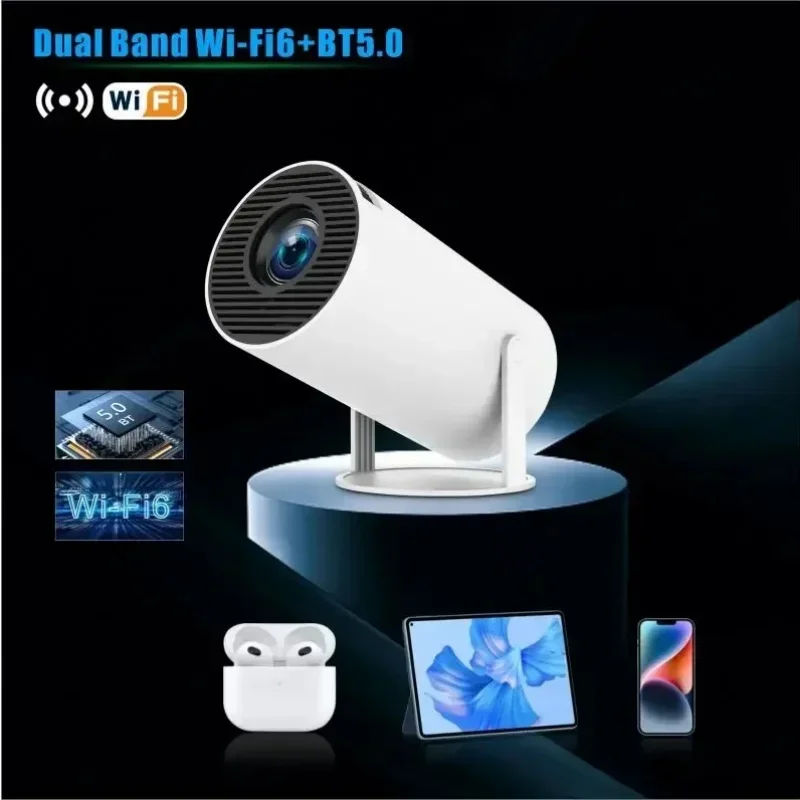 Portable Smart Projector HY300 Pro  260ANSI Android 12 Dual Wifi6 BT5.0 4K Home Cinema Outdoor Projector 1080P 1280*720P HD