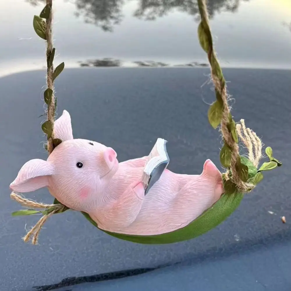 Resin Rabbit Swinging Garden Decoration Waterproof Tree Animals Rabbit Swing Miniature Figures Pendant Statue