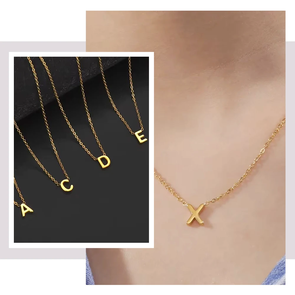Unift Alphabet A-Z Initial Name Necklace for Women Letter Pendant Clavicle Chain Choker Trendy Jewelry Family Accessories Gift