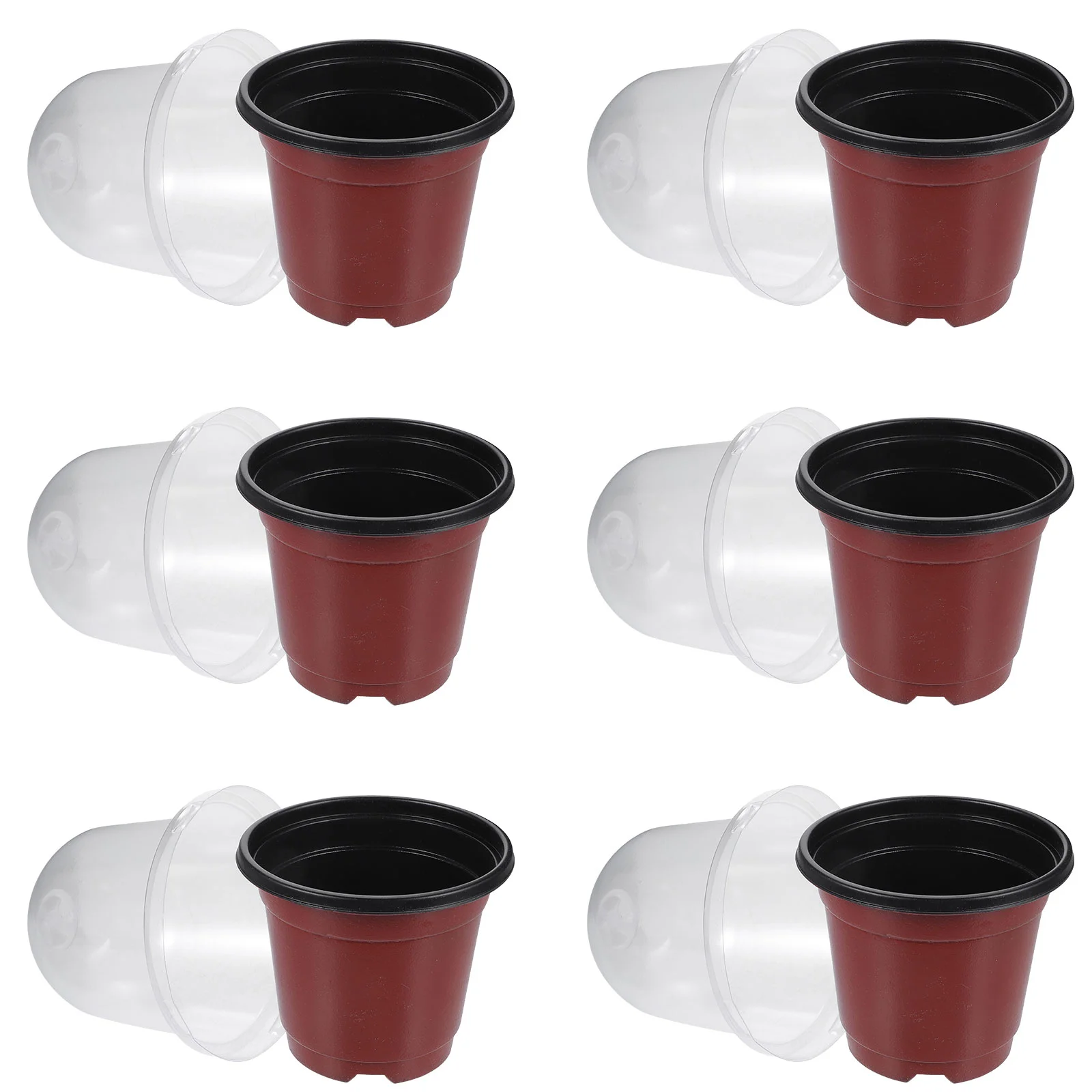 

10 Sets Outdoor Seedling Pot with Cover Indoor Plant Pots Plastic Flower Containers