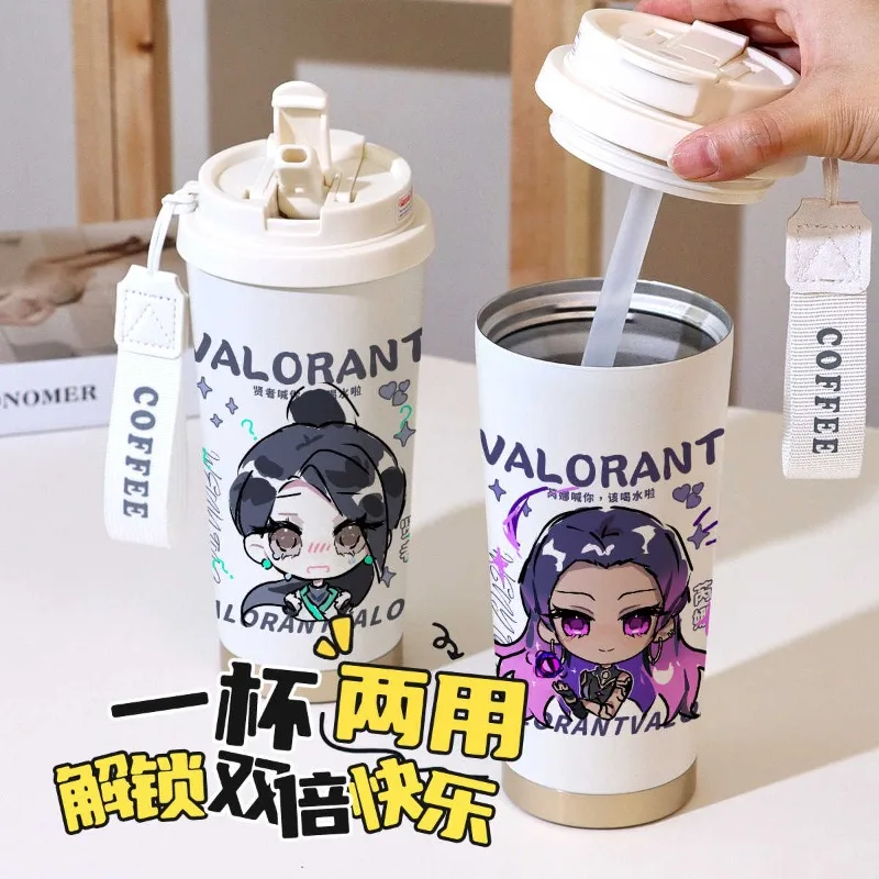 

VALORANT Neon Iso Clove Jett персонализированный и креативный мультяшный термос, милый аниме-игровой периферийный стакан для воды