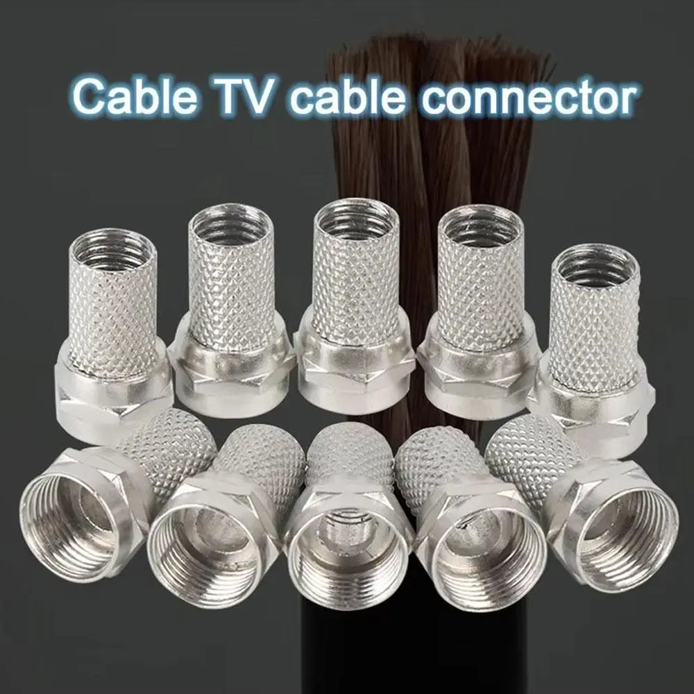 10Pcs 75 Ohm RG6 F Type Cable Connector Copper Screw On Type F Type Coaxial Adapter Twist On Design 75-5