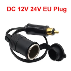 DC 12V 24V EU Plug For BMW DIN Hella Motorcycle Charger Socket Outlet Convert to Car Cigarette Lighter Adapter Power Lead Cable